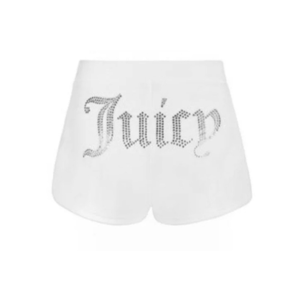 Juicy Couture Bling Butt Logo Off White Cream Colored Ribbed Sleep Shorts